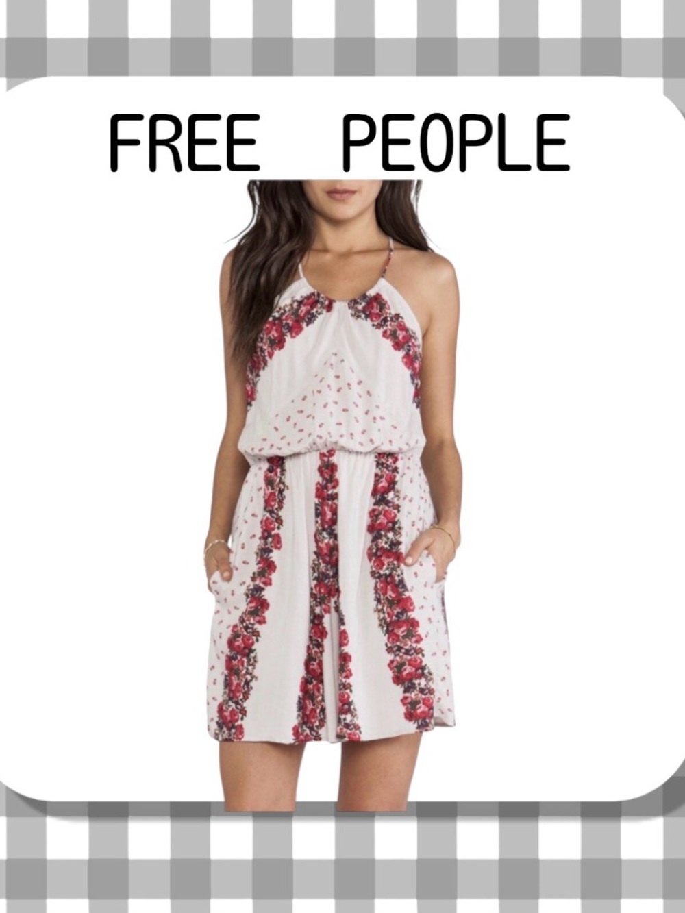 FREE PEOPLE by Urban Outfitters Simona halter rose mini dress women’s size Large